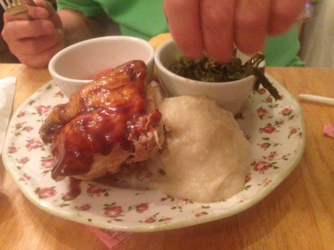 The chicken and mashed potatoes at Mama's on Dauphin in downtown Mobile, Alabama.