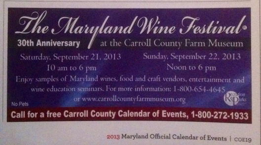 This ad for the Maryland Wine Festival is another example of how events are working to draw tourists for niche interests.